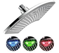 Dream Spa AquaFan 12 inch All-Chrome Rainfall-LED-Shower-Head with Color-Changing LED/LCD Temperature Display