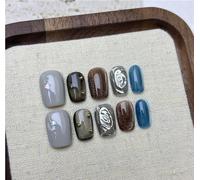 [Dream Star Sea] Shining cat's eye high-end pure hand-piercing wholesale crystal hand-made new nail art(M)