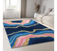 Dream Style Machine Washable Rug, Soft Agate Stripes Marble Low-Pile Anti-Slip Area Rugs for Office, Dining Room, Playroom, Entryway, 120 x 170 cm Home Decor Carpet