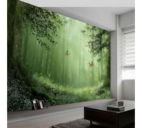Dream Style Photo Wallpaper Green Forest Butterfly Trees Large TV Background Wall Art 3D Murals 250 x 175 cm Wall Sticker Bedroom Living Room Hallway Sofa Backdrop Decor