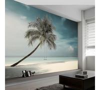 Dream Style Photo Wallpaper Wall Mural - High-Resolution Print, 400 x 280 cm Premium Non-Woven Fabric, Easy to Install Photo Wallpaper Beach Swing Palm Trees for Home Décor