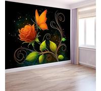 Dream Style Photo Wallpaper Wall Mural - High-Resolution Print, 450 x 280 cm Premium Non-Woven Fabric, Easy to Install Photo Wallpaper Butterflies Flowers Swirls and Stripes for Home Décor
