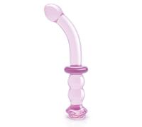 Dream Toys Glaze Glass Rosebud G-Spot Prostate Beaded 8 Inch Curved Anal Dildo