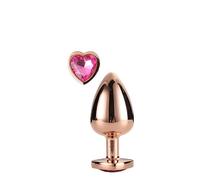 Gleaming Love - Aluminum Plug with Heart Stone - M (Rose Gold)