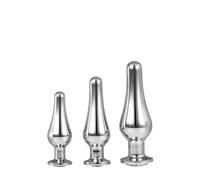 Gleaming Butt Plug Set Silver 3 Pieces