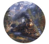 Dream Train 1000 Piece Jigsaw Puzzles Circular Jigsaw Creative Family Game Unique Challenge Game for Travel Gifts,Present 1000pcs (67.5x67.5cm)