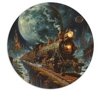 Dream Train 1000 Piece Jigsaw Puzzles Round Jigsaw Creative Educational Games Color Challenge for Travel Gifts,Present 1000pcs (67.5x67.5cm)