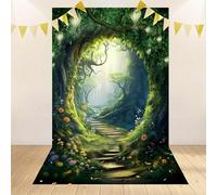 Dream Tree Cave Background - large whimsical Wonderland green garden background photography 440x300CM