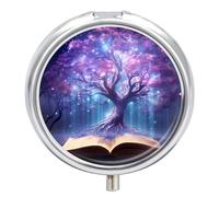 Dream Tree On Book Pill Box 3 Compartment Small Portable Medicine Case Pill Organizer for Pocket Purse