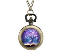 Dream Tree On Book Vintage Pocket Watch Alloy Pendant Watches Necklace Gift for Men Women Coppery-Style