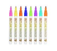 Dream Two-line Outline Pen 12-Color Creative Personality Highlighter -8-Color Box (Gold Thread)