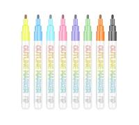 Dream Two-line Outline Pen 12-Color Creative Personality Highlighter -8-Color Boxed (Silver Wire)