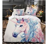 Dream Unicorns Bedding Set Twin Size Pink Blue Magic Horses Duvet Cover Comforter Bedroom 3 Piece With 2 Pillow Cases