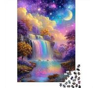 Dream Waterfall 1000 Piece Jigsaw Puzzle Paper Adult Jigsaw Puzzle for Adults Starry Night View Puzzle Game Home Relaxation 38x26cm/1000pcs