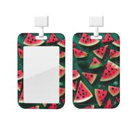 Dream Watermelon Id Badge Holder with Lanyard-Vertical Card Protector Clear Abs Hard Shell, Retractable Reel for Work Office