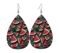 Dream Watermelon Leather Earring. Stylish teardrop shape, perfect for women, and a great decorative choice for parties and holidays.