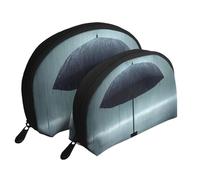 Dream Watermelon Moon Cosmetic Bag, Travel Makeup Pouch, Portable Waterproof Cosmetic Pouch for Girls Women., Black Umbrella In The Rain, One Size