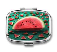 Dream Watermelon Pill Box Medicine Pill Organizer Small Pill Case Travel Pill Container Portable Pill Case for Pocket 2 Compartment Pill Holder Pill Boxes for Travel
