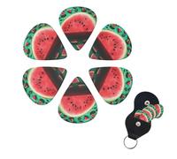 Dream Watermelon Print Guitar Picks 6 Pack Guitar Plectrums with Pick Holders Bass Picks For Acoustic Guitar Bass Electric Ukulele Includes 0.46mm, 0.71mm, 0.96mm