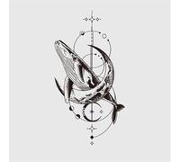Dream Whale Plant Ink Waterproof Semi Permanent And Persistent 2-Week Temporary Tattoo Stickers, Suitable For Chest, Clavicle, And Arm