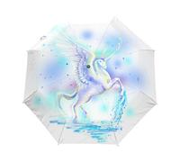Dream White Horse Unicorn Automatic Foldable Umbrella UV Protection Auto Open Close Folding Sun Blocking Umbrellas for Travel Women Boys Girls