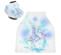 Dream White Horse Unicorn Stretchy Baby Car Seat Cover,Canopy Nursing Covers,Soft Breathable Windproof Scarf Changepad for Winter Infant Breastfeeding Boys