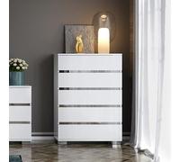 Dream White Italian 5 Drawer Tall Chest