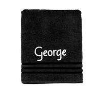 Dream Zone Egyptian Cotton 550GSM Towel Set incl Bath Sheet, Personalized Embroidered ANY NAME, Black