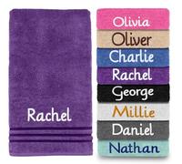 Dream Zone Personalised Embroidered Towels Set ANY NAME | Face Cloth | Hand Towel | Bath Sheet | Beach Swimming Towel | Supreme 100% Egyptian Cotton 550GSM (Purple, Hand Towel)