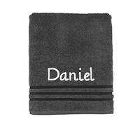 Dream Zone Personalised Embroidered Towels Set ANY NAME | Face Cloth | Hand Towel | Bath Towel | Bath Sheet | Beach Swimming Towel | Supreme 100% Egyptian Cotton 550GSM (Hand Towel, Grey)
