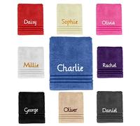 Dream Zone Personalised Embroidered Towels Set ANY NAME | Face Cloth | Hand Towel | Bath Towel | Bath Sheet | Beach Swimming Towel | Supreme 100% Egyptian Cotton 550GSM (Hand Towel, Royal Blue)
