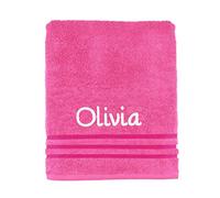 Dream Zone Personalised Embroidered Towels Set ANY NAME | Face Cloth | Hand Towel | Bath Towel | Bath Sheet | Beach Swimming Towel | Supreme 100% Egyptian Cotton 550GSM (Hand Towel, Pink)