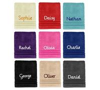 Dream Zone Personalised Embroidered Towels Set ANY NAME | Face Cloth | Hand Towel | Bath Towel | Bath Sheet | Beach Swimming Towel Supreme 100% Egyptian Cotton 550GSM (Bath Towel, Grey)