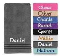 Dream Zone Personalised Embroidered Towels Set ANY NAME | Face Cloth | Hand Towel | Bath Towel | Bath Sheet | Beach Swimming Towel | Supreme 100% Egyptian Cotton 550GSM (Bath Sheet, Grey)