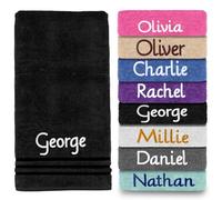 Dream Zone Personalised Embroidered Towels Set ANY NAME | Face Cloth | Hand Towel | Bath Towel | Bath Sheet | Beach Swimming Towel | Supreme 100% Egyptian Cotton 550GSM (Hand Towel, Black)