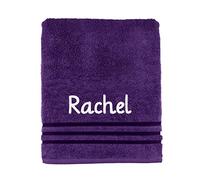 Dream Zone Personalised Embroidered Towels Set ANY NAME | Face Cloth | Hand Towel | Bath Towel | Bath Sheet | Beach Swimming Towel | Supreme 100% Egyptian Cotton 550GSM (Face Cloth, Purple)