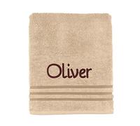Dream Zone Personalised Embroidered Towels Set ANY NAME | Face Cloth | Hand Towel | Bath Towel | Bath Sheet | Beach Swimming Towel | Supreme 100% Egyptian Cotton 550GSM (Face Cloth, Beige)