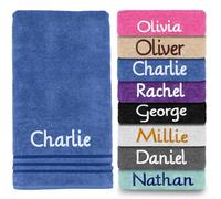 Dream Zone Personalised Embroidered Towels Set ANY NAME | Face Cloth | Hand Towel | Bath Towel | Bath Sheet | Beach Swimming Towel 100% Egyptian Cotton 550GSM (Face Cloth, Royal Blue)