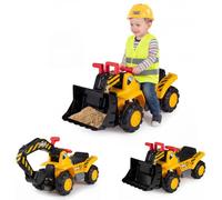DREAMADE Excavator, 3 in 1 Seat Excavator for Sitting, Ride-on Excavator | Children's excavator with 3 tokens, helmet and vest, sand excavator with storage space and fun sound effects
