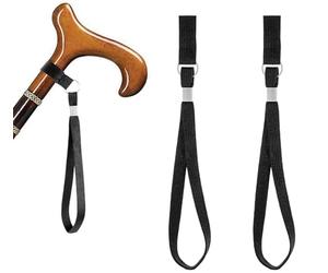 DreamAug 2pcs Walking Stick Wrist Straps - Black Nylon Wrist Loops for Canes & Crutches, Enhanced Support for Hiking, Elderly & More（Fits outer circles of 15mm-25mm in diameter）