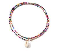 DreamAug Boho Chic Beaded Necklace - Colorful Handmade Layered Choker with Shell Accents | Perfect for Music Festivals, Vacations & Personalized Gifts