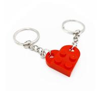 DreamAug Brick Heart Keychain Set - Matching Couples Keyrings for Engagement, Anniversary, or Friendship Gifts