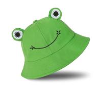 DreamAug Frog Bucket Hat Unisex Cotton Wide Brim Fisherman Sun Cap for Summer Beach Outings - Perfect for Men, Women, and Girls Green