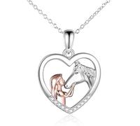 DreamAug Magic Girl with Horse Heart-Shaped Necklace, designed especially for girls-set with sparkling cubic zirconia, it is the for your daughter, granddaughter, or niece.