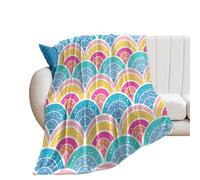 DreamAutumn 30x40in Flannel Fleece Plush Throw Blankets Rainbow Scales Pattern Throws Super Soft Fuzzy Cozy Microfiber Lightweight Warm Air Conditioning Blanket for Bed Chair Car Couch Sofa