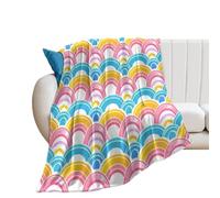 DreamAutumn 40x50in Flannel Fleece Throw Blanket for Couch Office Bed Sofa Home Decor Rainbow Scales Pattern Lightweight Plush Fuzzy Cozy Soft Blankets And Throws for Girls All Season Use