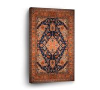 DreamAutumn Chinese Style Canvas Wall Art 8x12in,Traditional Persian with A Blue And Orange Pattern Canvas Print Wall Artwork Rustic Wall Plaque Poster for Home Office Living Room Bedroom Decoration