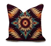 DreamAutumn Dark of Purple Southwestern Tribal Pattern Cushion Cover Cases 18x18in Farmhouse Cotton Linen Square Accent Throw Pillow Cases for Living Room Bed Couch Sofa Chair Home Décor