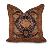 DreamAutumn Farmhouse Throw Pillow Cover A Traditional Persian with A Blue And Orange Pattern Pillow Cases Cushion Cover for Office Living Room Bedroom Car Chair Home Decorations 20x20in