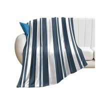 DreamAutumn Navy Blue And White Geometric Stripes Throw Blanket - Warm Comfy Super Soft & Plush Flannel Throws for Bed Couch Sofa Office - Lightweight Cozy Fuzzy Blankets for Kids Women Men 60x80in